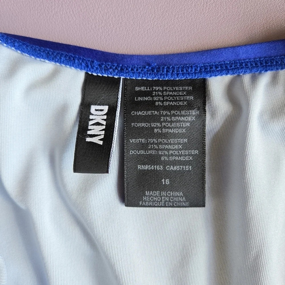 DKNY Plunging Blue Colorblocked One-Piece Swimsuit‎ Size 16 - Picture 10 of 12
